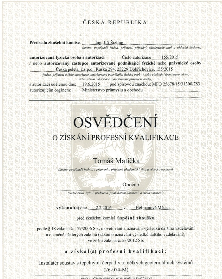 CERTIFIKÁT 